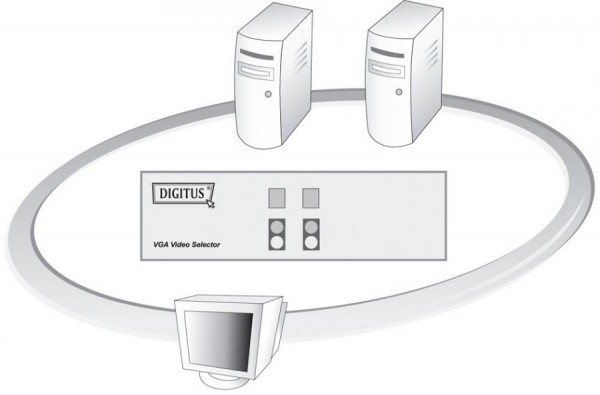 DIGITUS VGA Switch, 2-fach, 250 MHz, Metallgehäuse, schwarz