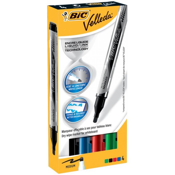 BIC Whiteboard-Marker Velleda Liquid Ink, 4er Etui