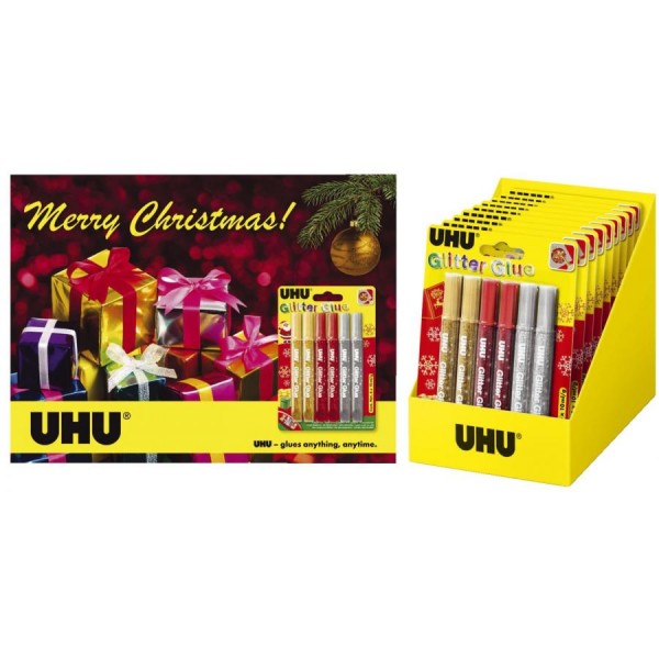 UHU Glitzerkleber Glitter Glue ´Festliche Farben´, 6 x 10 ml