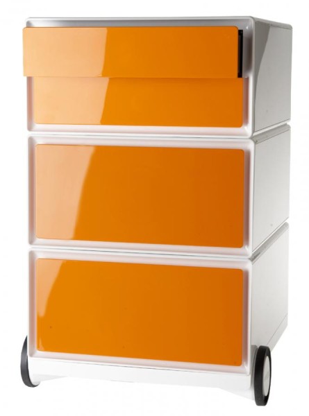 PAPERFLOW Rollcontainer easyBox, 4 Schübe, weiß / orange