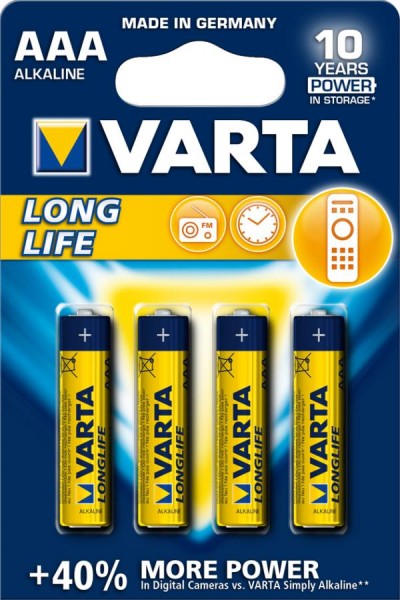 VARTA Alkaline Batterie ´LONGLIFE´, Micro (AAA/LR03)