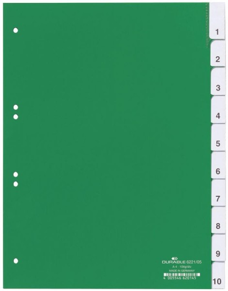 DURABLE Kunststoff-Register, PP, Stärke: 0,12 mm, 10-teilig