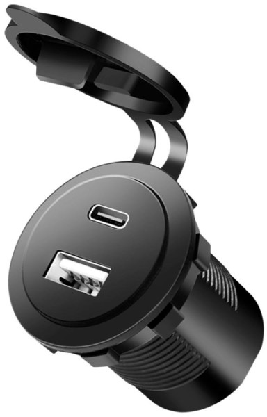 LogiLink Dual-KFZ-Einbau-Ladeadapter, USB-A & USB-C Kupplung