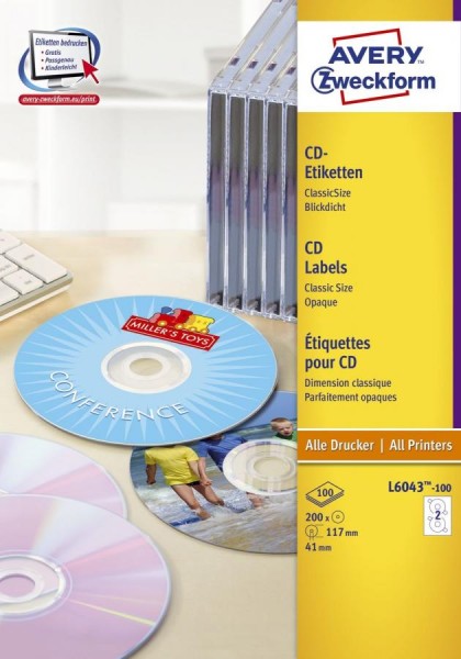 AVERY Zweckform CD-Etiketten ClassicSize, weiß