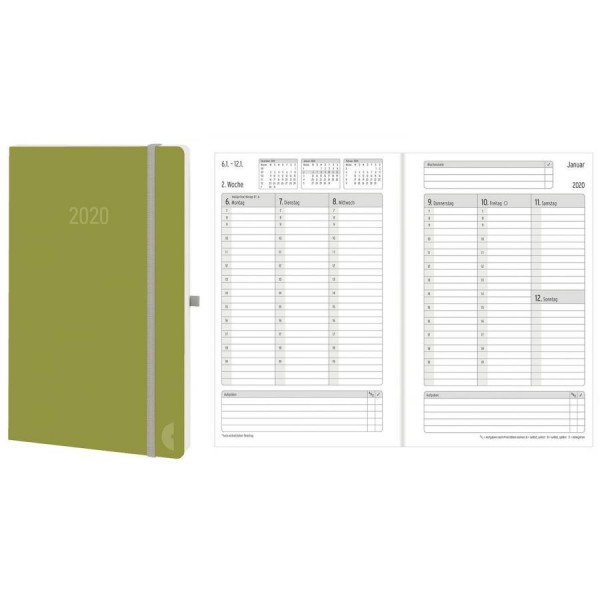 CHRONOPLAN Buchkalender Chronobook 2020, A5, Moss Green