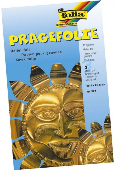 folia Prägefolienmappe, 185 x 290 mm, 3 Blatt, gold