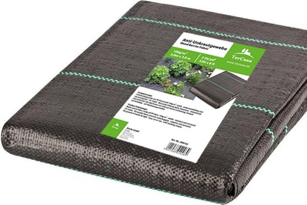 TerCasa Anti-Unkrautgewebe, 2 x 5 m, schwarz