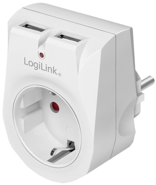 LogiLink Adapterstecker mit 2 USB-Ports, weiß