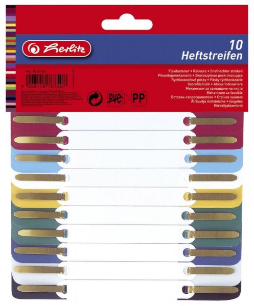 herlitz Heftstreifen, 34 x 150 mm, PP-Folie, farbig sortiert