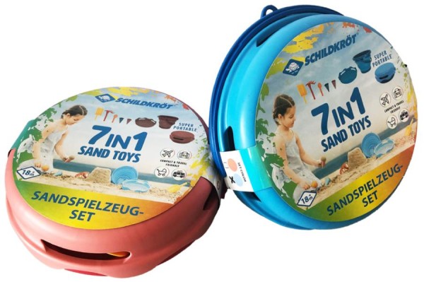SCHILDKRÖT 7in1 Sand-Spielzeug Falteimer Set, rot