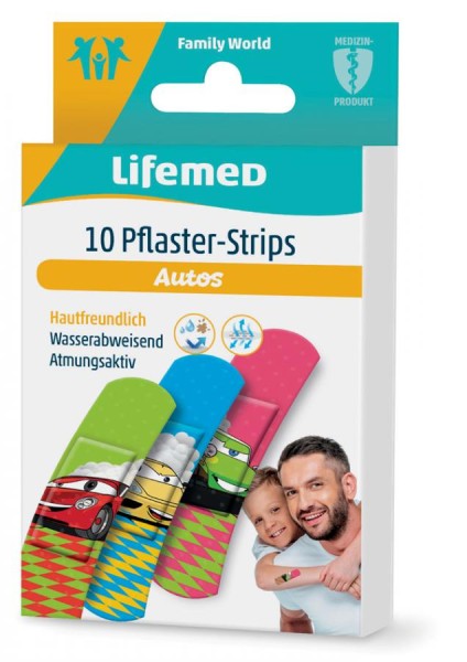 Lifemed Kinder-Pflaster-Strips "Autos", 10er