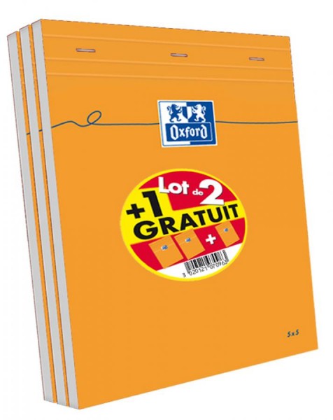 Oxford Notizblock, DIN A4, kariert, 80 Blatt, 3er Set