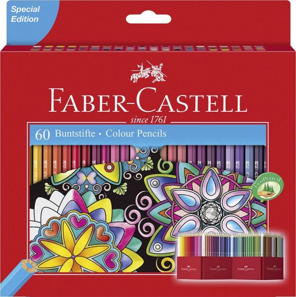 FABER-CASTELL Hexagonal-Buntstifte CASTLE, 60er Kartonetui