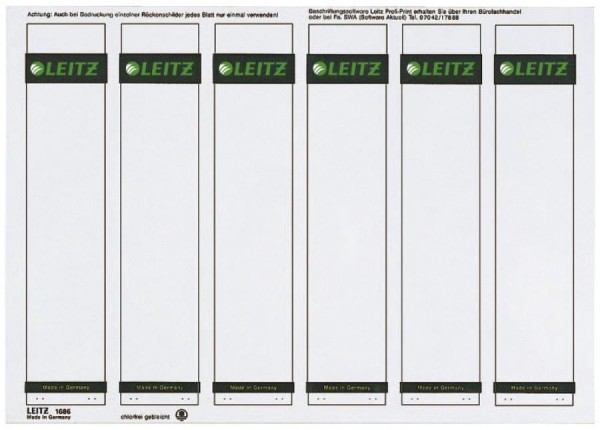 LEITZ Ordnerrücken-Etikett, 39 x 192 mm, kurz, schmal, grau