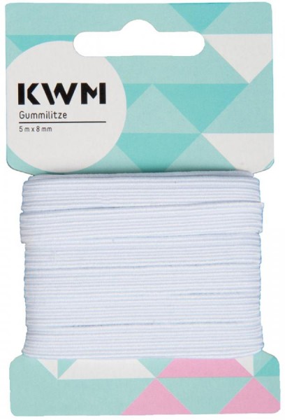 KWM Gummiband, 5 m x 8 mm, weiß