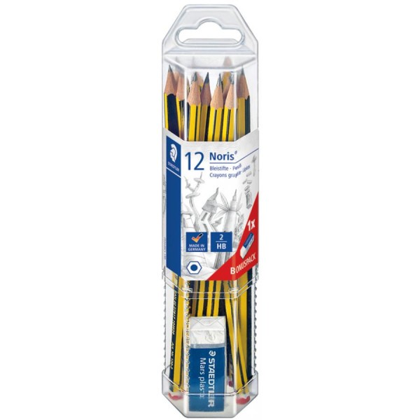 STAEDTLER Bleistift Noris, 12er Promopack + Radierer