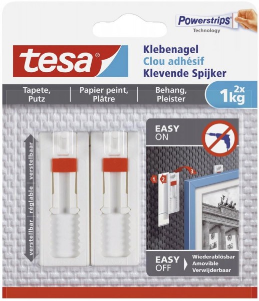tesa Powerstrips Klebenagel für Tapete und Putz, 1,0 kg