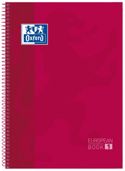 Oxford Collegeblock European Book 1, DIN A4+, kariert, rot