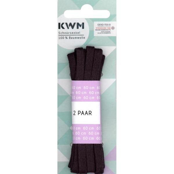 KWM Schnürsenkel, flach, schwarz, 600 mm
