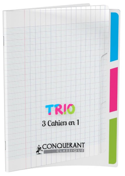 CONQUERANT CLASSIQUE Cahier ´3 en 1´, 170 x 220 mm, seyès