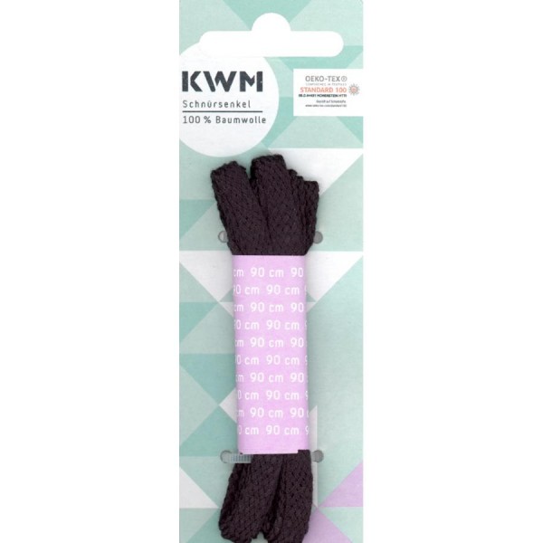 KWM Sport-Schnürsenkel, flach, schwarz, 900 mm