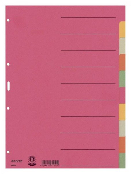 LEITZ Karton-Register extrastark, blanko, A4, 10-teilig