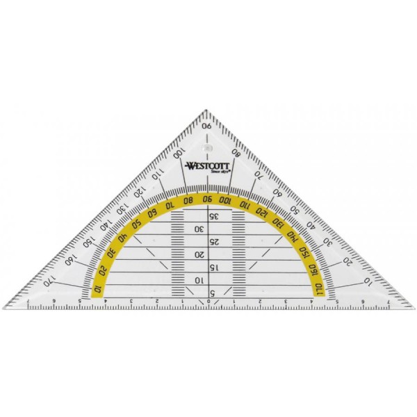 WESTCOTT Geodreieck, Hypotenuse: 140 mm, transparent