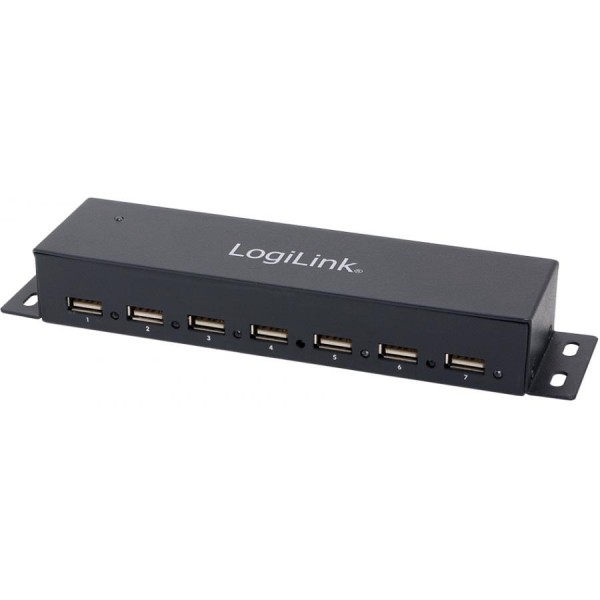 LogiLink USB 2.0 Hub für Wandmontage, 7 Port, Metallgehäuse