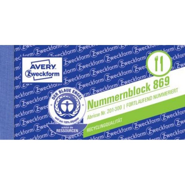 AVERY Zweckform Nummernblock 1 - 1000, 105 x 53 mm, 5-farbig