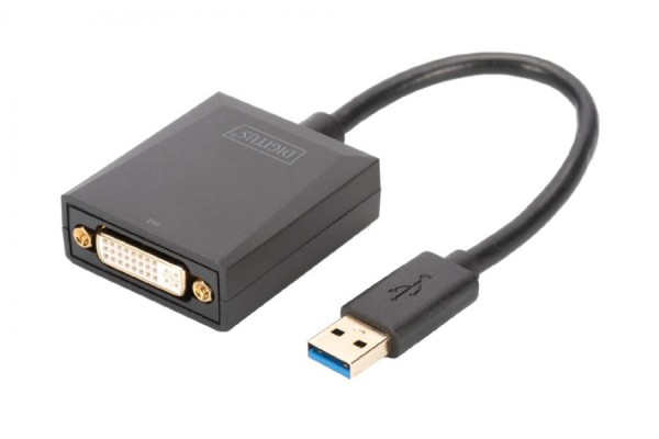 DIGITUS USB 3.0 - DVI Grafikadapter, USB auf DVI, schwarz