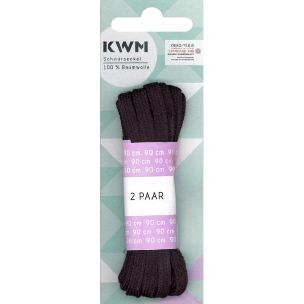 KWM Schnürsenkel, flach, schwarz, 900 mm