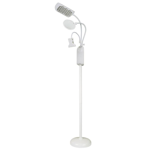 KLEIBER LED-Stehleuchte mit Klemme & Lupe, weiß