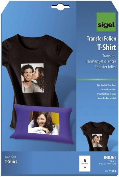 sigel T-Shirt Inkjet-Transfer-Folien, für dunkle Textilien