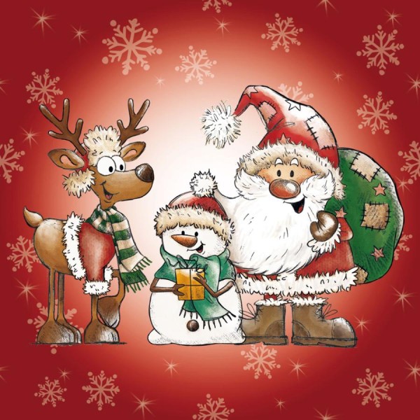 PAPSTAR Weihnachts-Motivservietten Santa s Companions