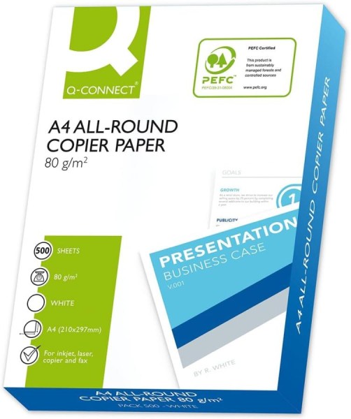 Q-CONNECT Kopierpapier All-Round, A4, 80 g/m², 500 Blatt, weiß