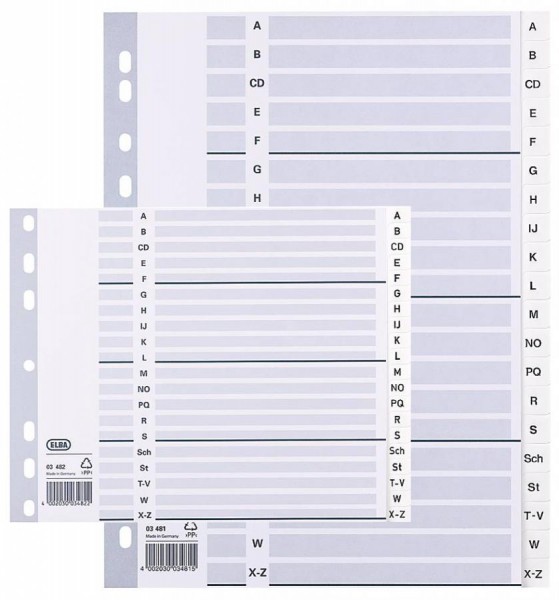 ELBA Kunststoff-Register, A-Z, DIN A4, weiß, 20-teilig, voll