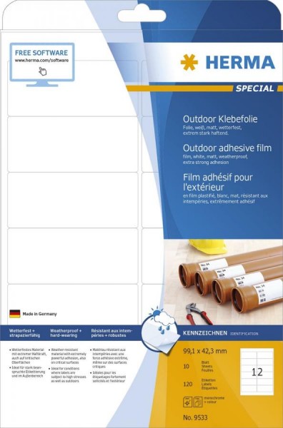 HERMA Outdoor Folien-Etiketten SPECIAL, 99,1 x 42,3 mm