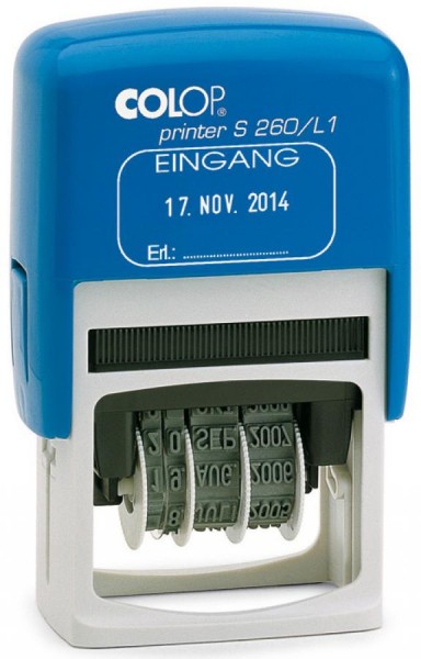 COLOP Datumstempel Printer S260/L3 ´GEBUCHT´, blau