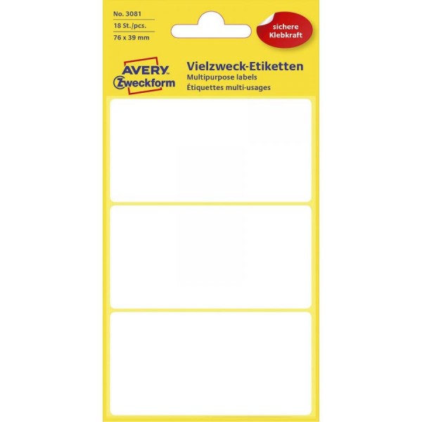 AVERY Zweckform Vielzweck-Etiketten, 76 x 39 mm, weiß, KP