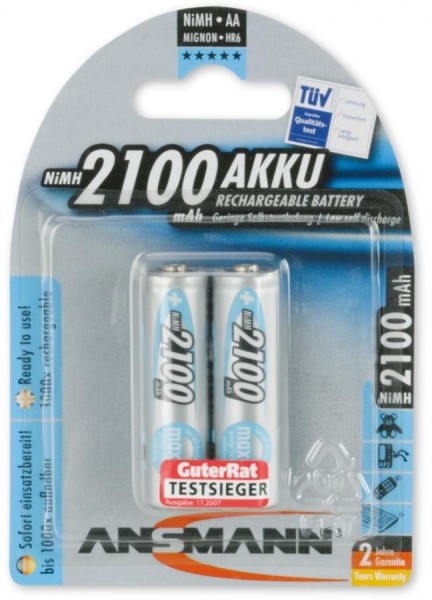 ANSMANN NiMH Akku maxE, Mignon (AA) 2.100 mAh, 2er Blister