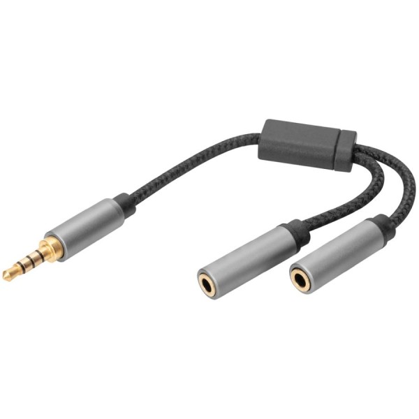 DIGITUS Audio Headset Adapter, 3,5 mm Klinke, schwarz/grau