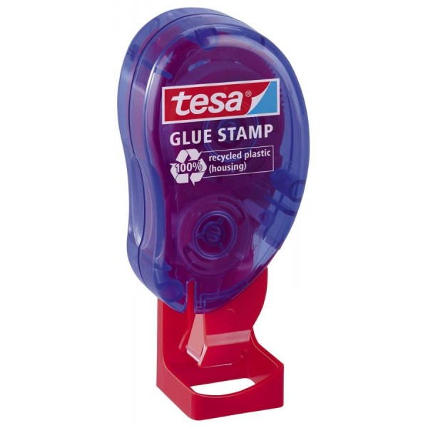 tesa ecoLogo Klebestempel, 1.100 Klebepads, blau-transluzent