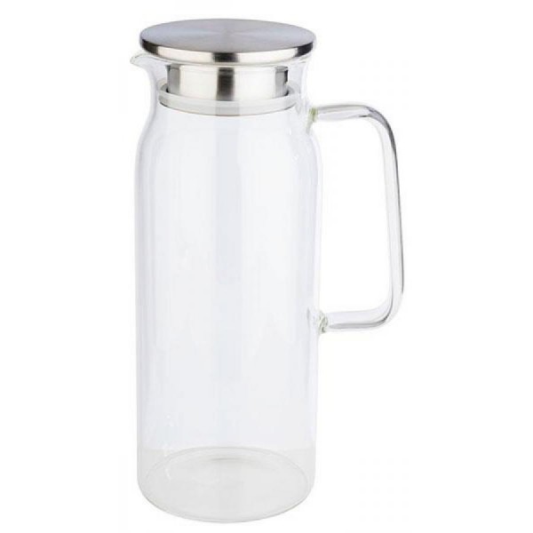 APS Glaskaraffe mit Deckel, 1,5 Liter, Glas/Edelstahl