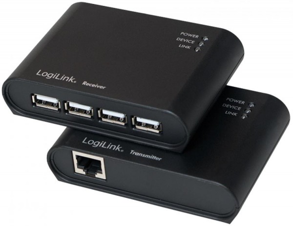 LogiLink USB 2.0 Extender Set, mit 4-Port USB Hub