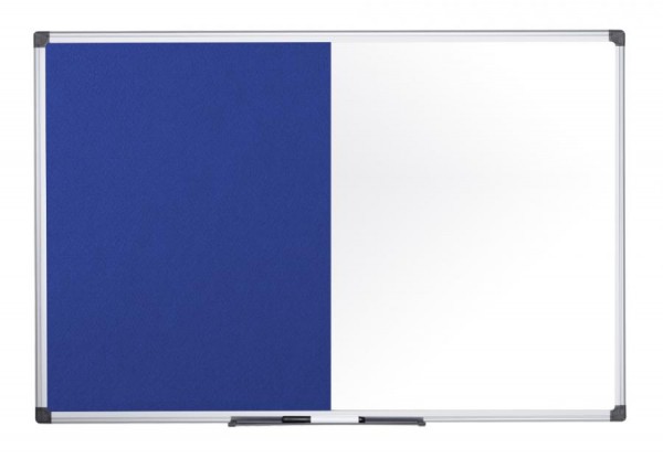 Bi-Office Kombitafel, Weißwand / Filz, blau, 1.200 x 900 mm