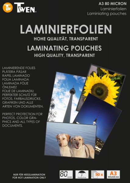 TWEN Laminierfolientasche, DIN A4, glänzend, 250 mic