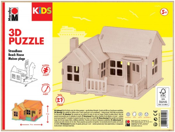 Marabu KiDS 3D Puzzle ´Strandhaus´, 27 Teile
