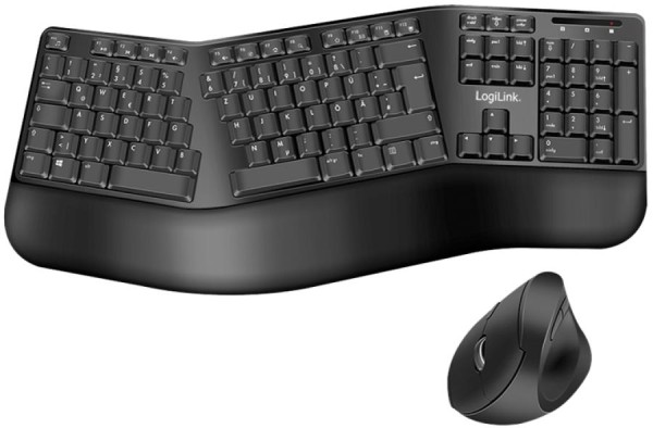 LogiLink Ergonomisches Desktop Set, kabellos, schwarz