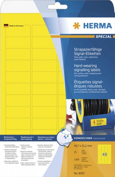 HERMA Signal-Etiketten SPECIAL, 63,5 x 29,6 mm, gelb