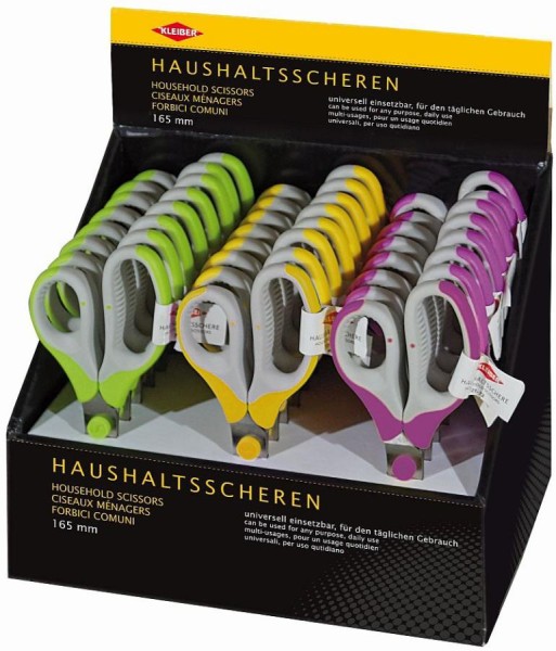 KLEIBER Haushaltsscheren, rund, Länge: 165 mm, 24er Display